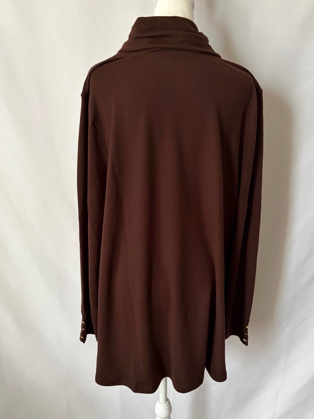 New Denim & Co. Essentials Heavenly Jersey Tunic Dark Chocolate size XL - Picture 2 of 9